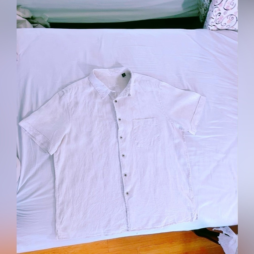 Tasso Elba Mens 100% pure Linen Button Down Shirts short Sleeves XL‎ Tops
